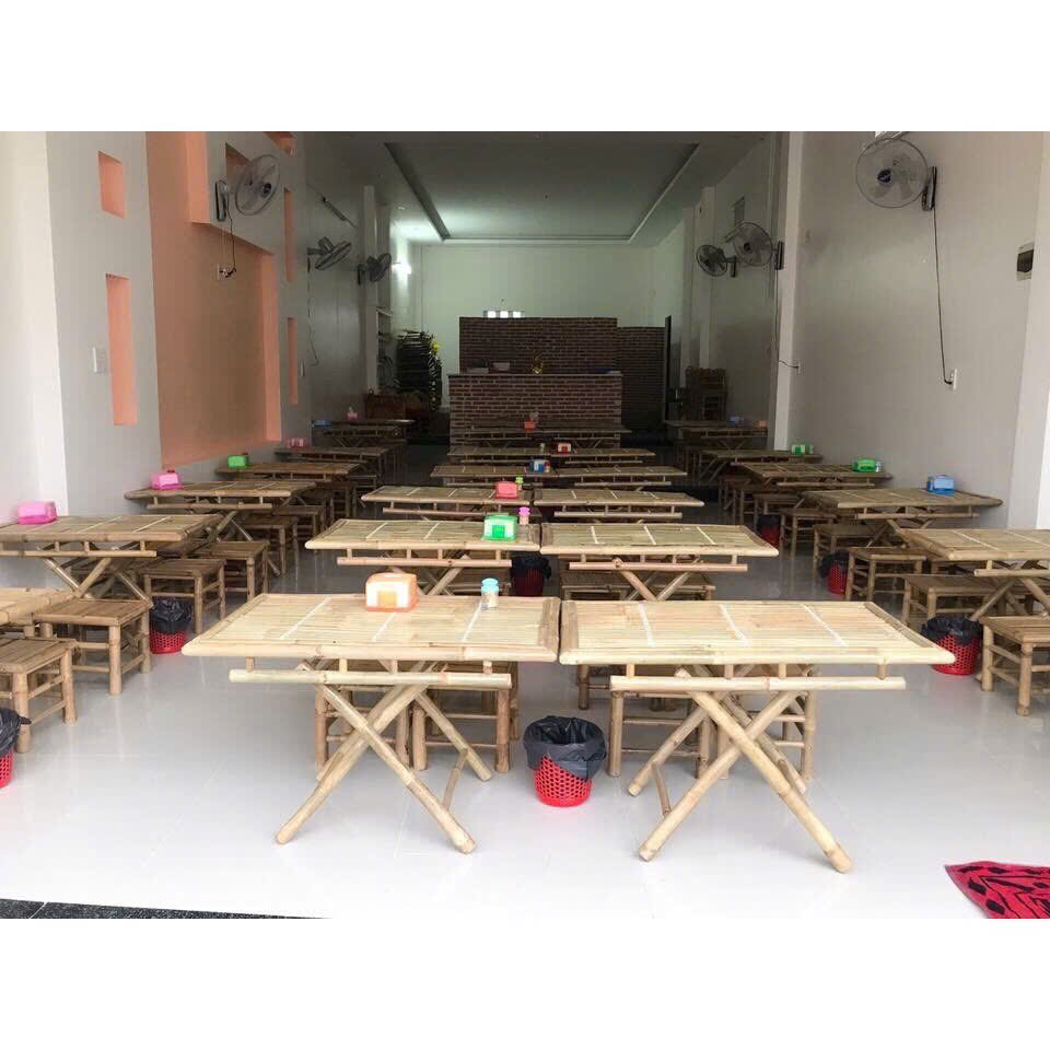 BỘ BÀN XẾP GHẾ TRE TỰA CHO QUÁN ĂN