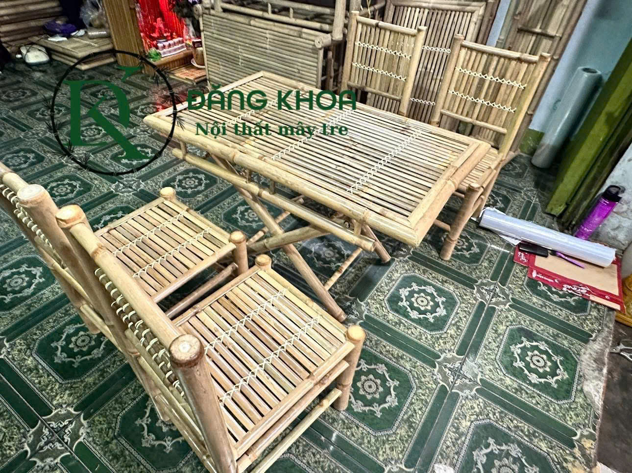 BỘ BÀN XẾP GHẾ TRE TỰA CHO QUÁN ĂN